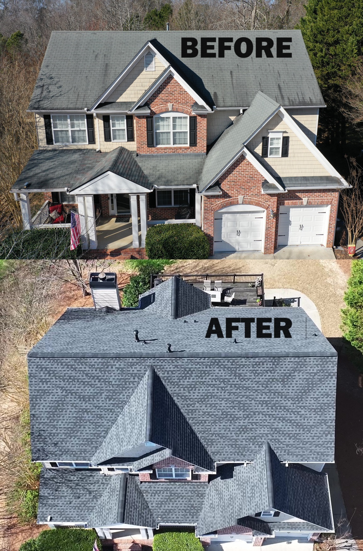 New Roofing with Upgraded Architectural Shingles in Powder Springs, Georgia 